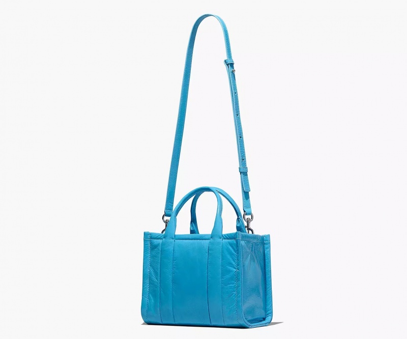 Blue Marc Jacobs The Shiny Crinkle Leather Small Women's Tote Bags | NIYG-06729