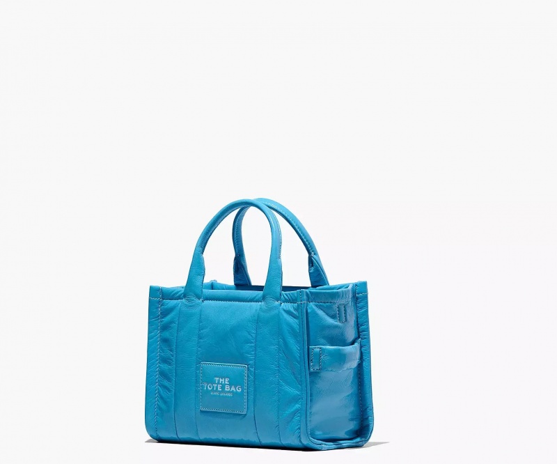 Blue Marc Jacobs The Shiny Crinkle Leather Small Women's Tote Bags | NIYG-06729