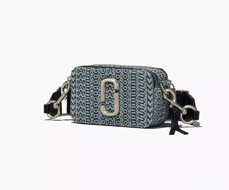 Blue Marc Jacobs The Washed Monogram Denim Snapshot Women's Crossbody Bags | TFYS-60257