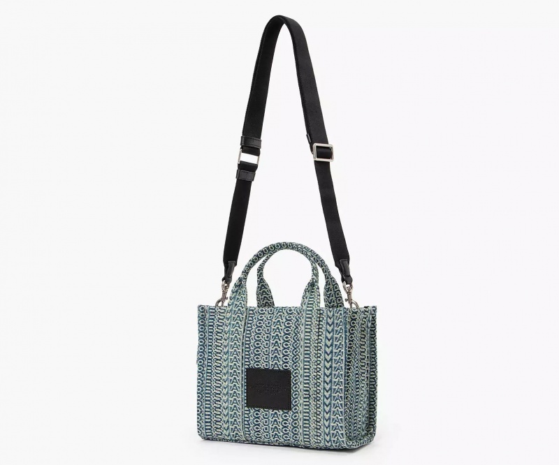 Blue Marc Jacobs The Washed Monogram Denim Small Women's Tote Bags | PYNQ-18640