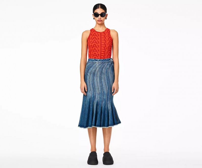 Blue Marc Jacobs The Wave Denim Women's Skirts | WMIX-16879