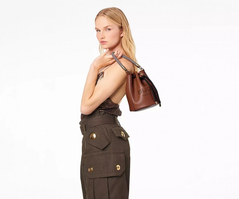 Chocolate Marc Jacobs The Leather Women's Bucket Bags | TDXU-37580