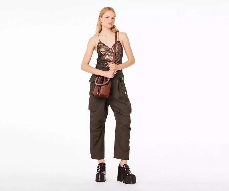 Chocolate Marc Jacobs The Leather Women's Bucket Bags | TDXU-37580