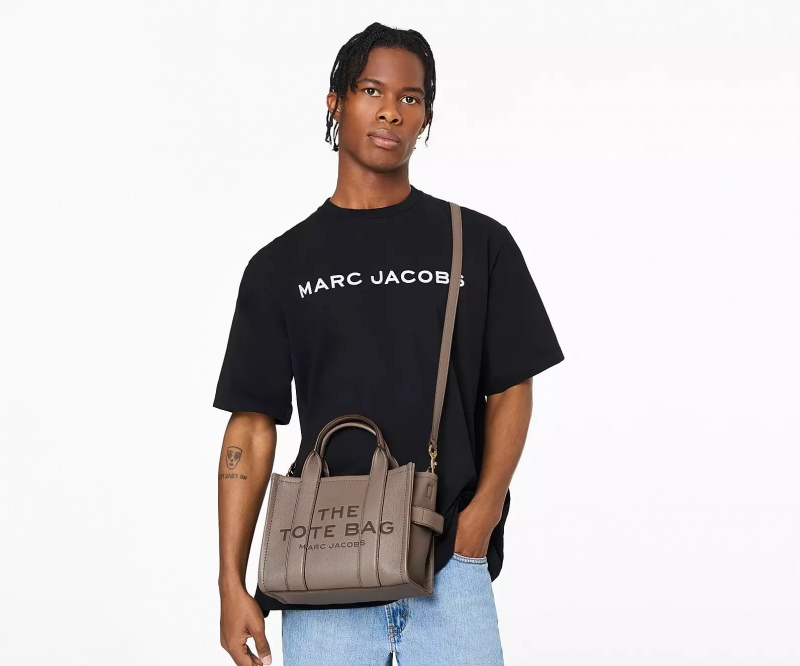 Dark Grey Marc Jacobs The Leather Small Women's Tote Bags | PHOF-69407