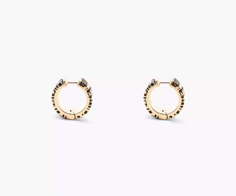 Gold Marc Jacobs The Monogram Engraved Hoops Women's Earrings | LGNO-82769