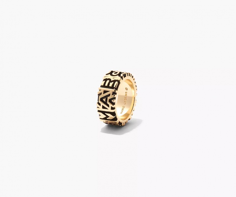 Gold Marc Jacobs The Monogram Engraved Women's Ring | NOWA-89650