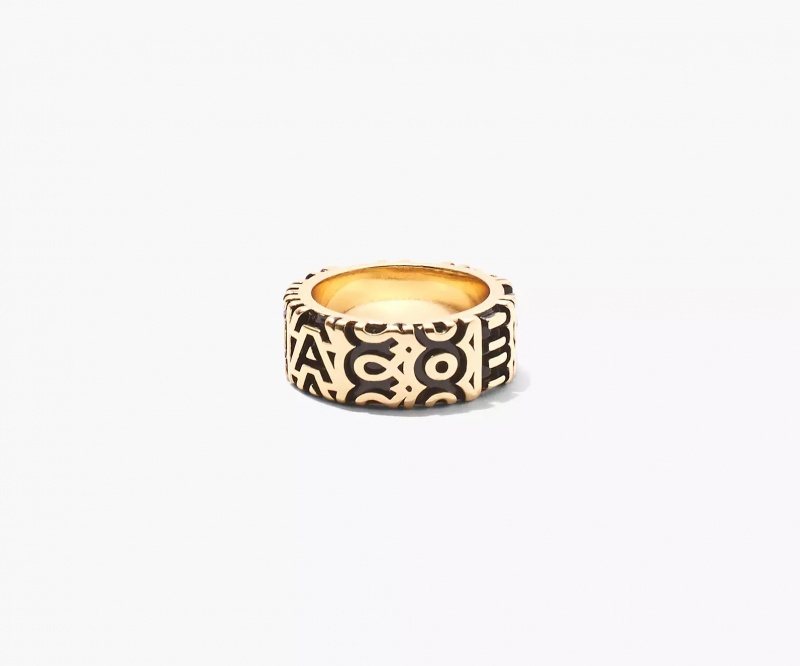 Gold Marc Jacobs The Monogram Engraved Women's Ring | NOWA-89650