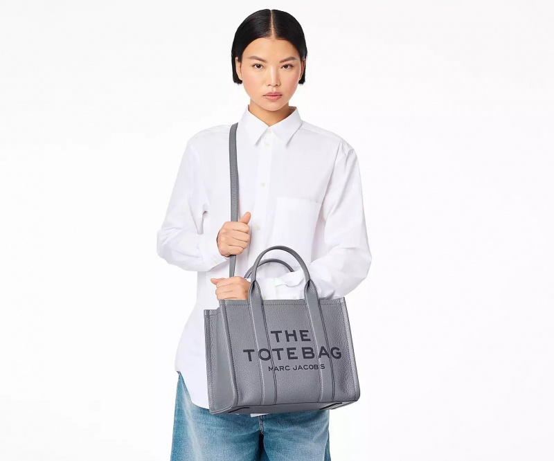 Grey Marc Jacobs The Leather Medium Women's Tote Bags | WHLT-84627