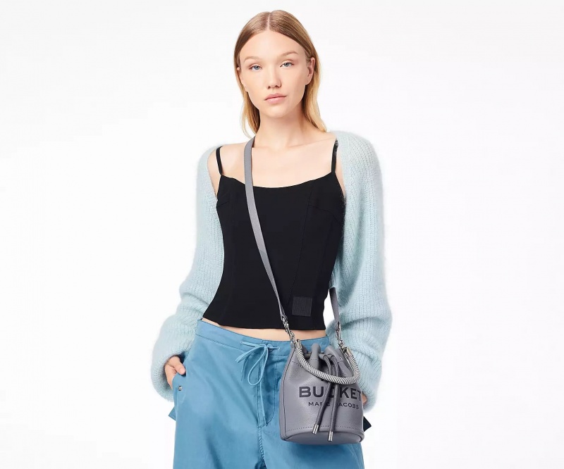 Grey Marc Jacobs The Leather Women's Bucket Bags | YFUS-34510