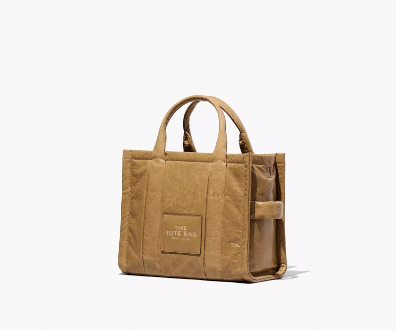 Light Brown Marc Jacobs The Shiny Crinkle Medium Women's Tote Bags | XEMT-46392