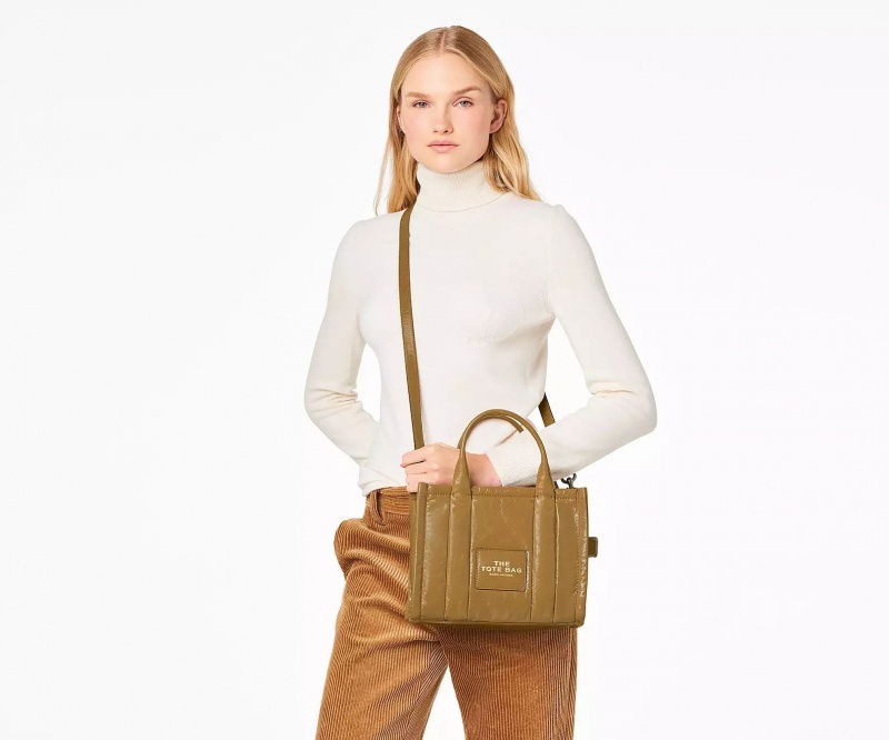 Light Brown Marc Jacobs The Shiny Crinkle Leather Small Women's Tote Bags | KLUQ-46037