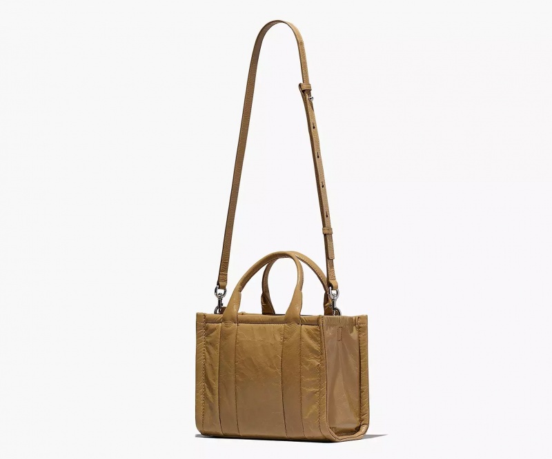 Light Brown Marc Jacobs The Shiny Crinkle Leather Small Women's Tote Bags | KLUQ-46037