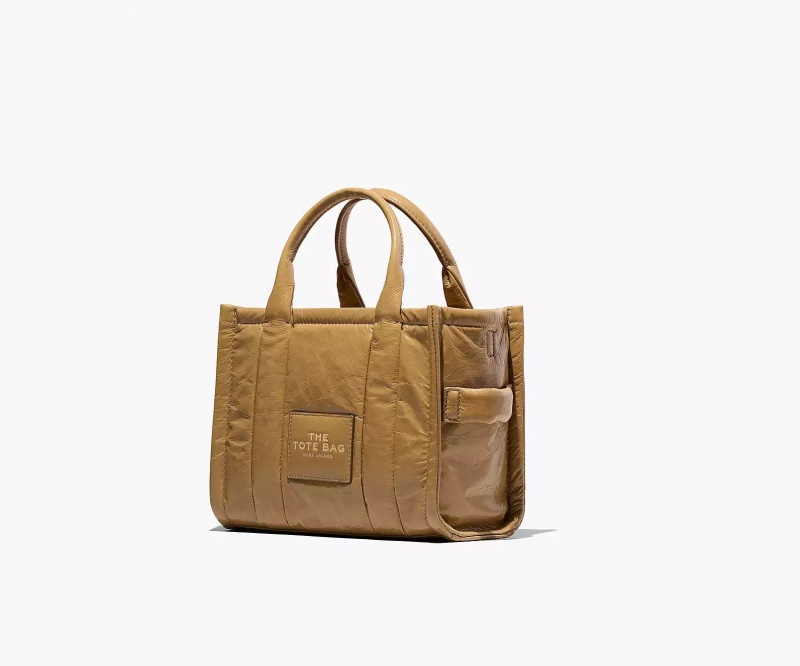 Light Brown Marc Jacobs The Shiny Crinkle Leather Small Women's Tote Bags | KLUQ-46037