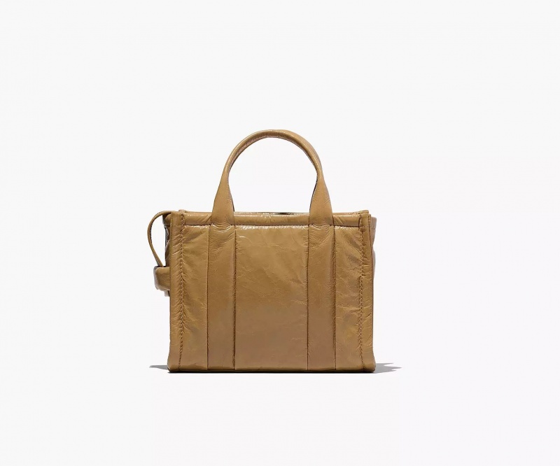 Light Brown Marc Jacobs The Shiny Crinkle Leather Small Women's Tote Bags | KLUQ-46037