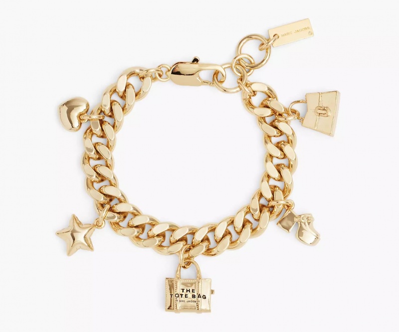 Light Gold Marc Jacobs The Mini Icon Charm Women\'s Bracelets | SWVR-19504