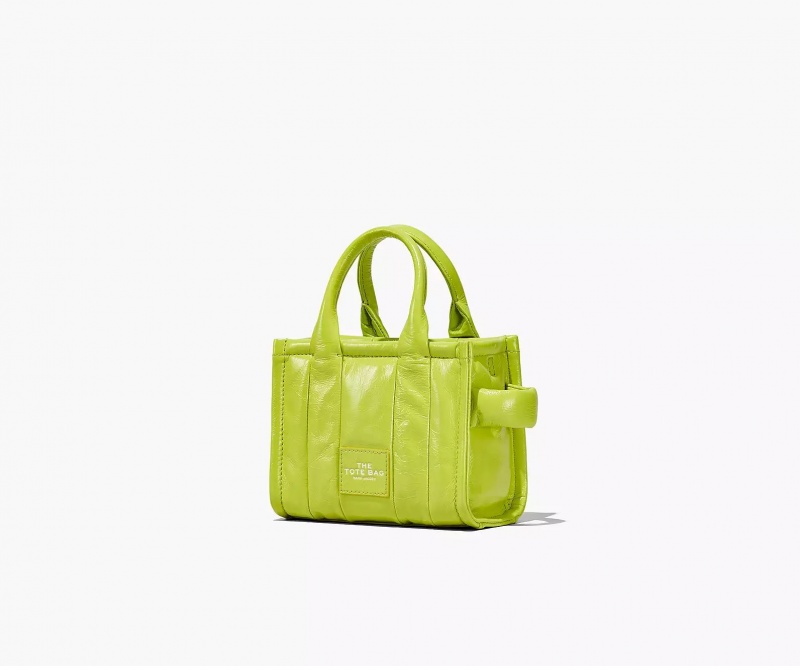 Light Green Marc Jacobs The Shiny Crinkle Leather Mini Women's Tote Bags | MFSP-70359