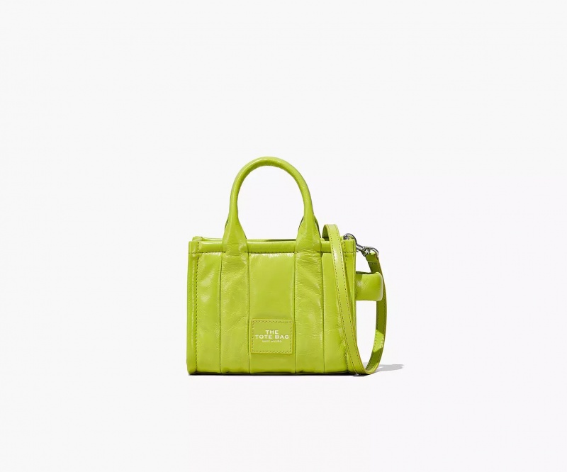 Light Green Marc Jacobs The Shiny Crinkle Leather Mini Women\'s Tote Bags | MFSP-70359