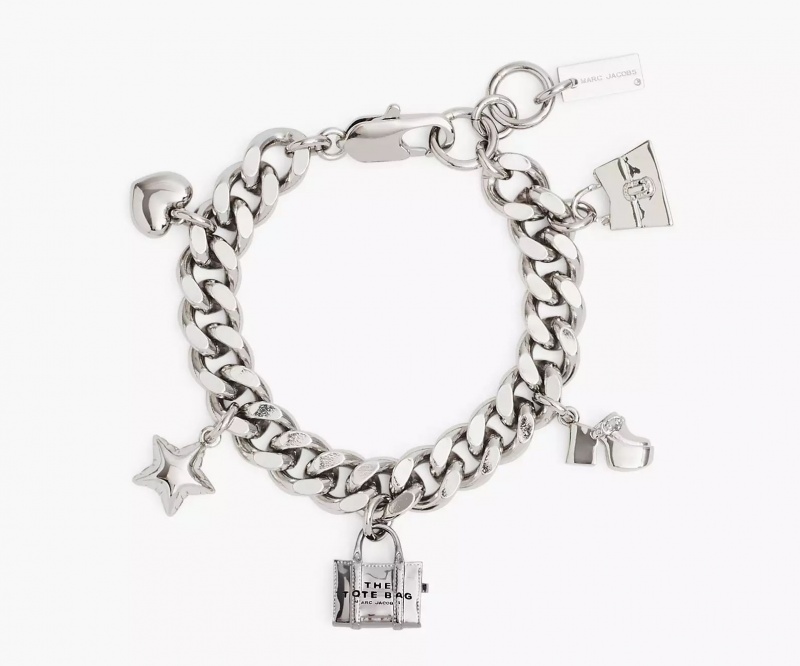 Light Silver Marc Jacobs The Mini Icon Charm Women\'s Bracelets | JRHN-32974