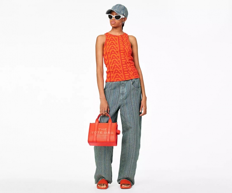 Orange Marc Jacobs The Leather Small Women's Tote Bags | WUNL-34185