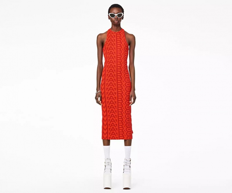 Orange / Red Marc Jacobs The Monogram Racer Rib Women's Dress | GESB-84297