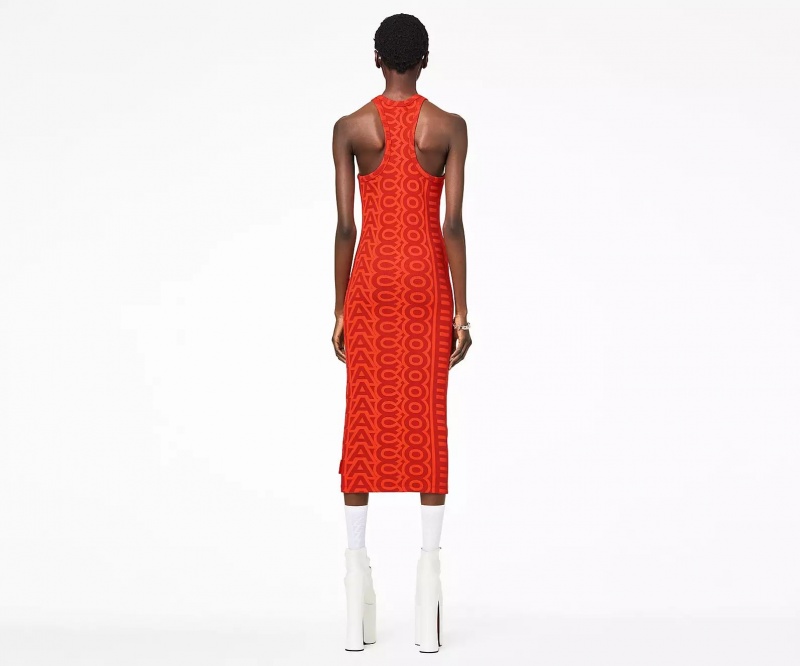 Orange / Red Marc Jacobs The Monogram Racer Rib Women's Dress | GESB-84297