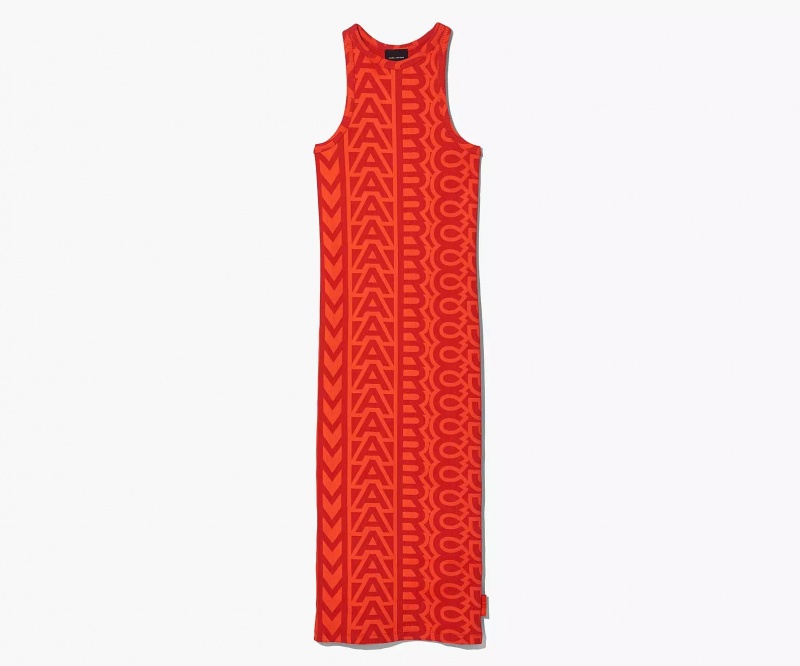 Orange / Red Marc Jacobs The Monogram Racer Rib Women\'s Dress | GESB-84297