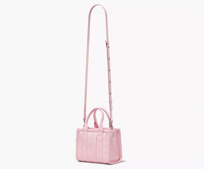 Pink Marc Jacobs The Shiny Crinkle Leather Mini Women's Tote Bags | DQPC-54182