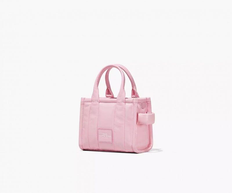 Pink Marc Jacobs The Shiny Crinkle Leather Mini Women's Tote Bags | DQPC-54182