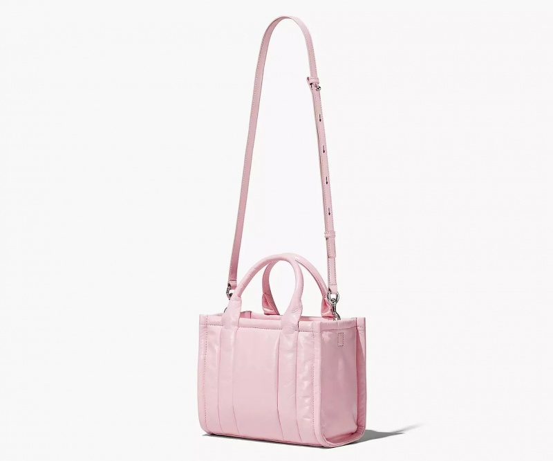 Pink Marc Jacobs The Shiny Crinkle Leather Small Women's Tote Bags | PYZK-63852