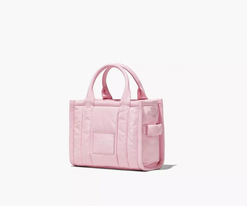 Pink Marc Jacobs The Shiny Crinkle Leather Small Women's Tote Bags | PYZK-63852