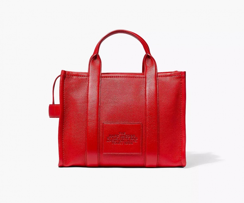 Red Marc Jacobs The Leather Medium Women's Tote Bags | RNHL-54268