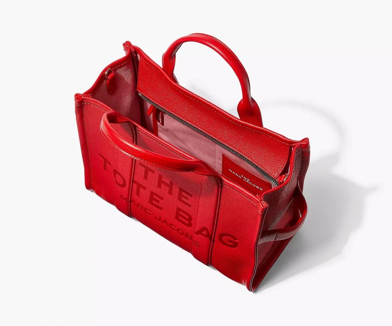 Red Marc Jacobs The Leather Medium Women's Tote Bags | RNHL-54268