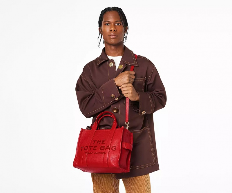 Red Marc Jacobs The Leather Medium Women's Tote Bags | RNHL-54268