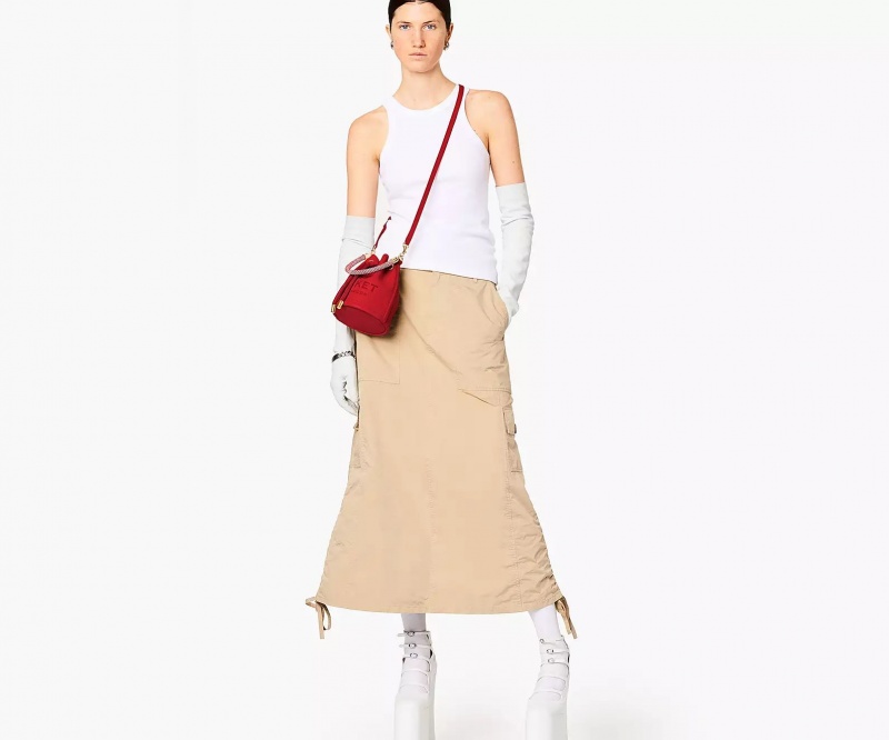 Red Marc Jacobs The Leather Mini Women's Bucket Bags | QOLV-84035