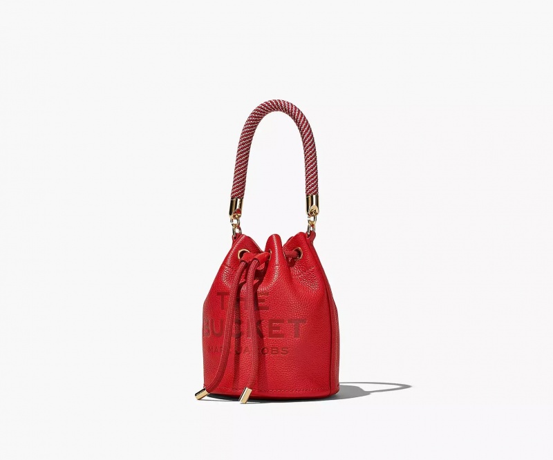 Red Marc Jacobs The Leather Mini Women's Bucket Bags | QOLV-84035