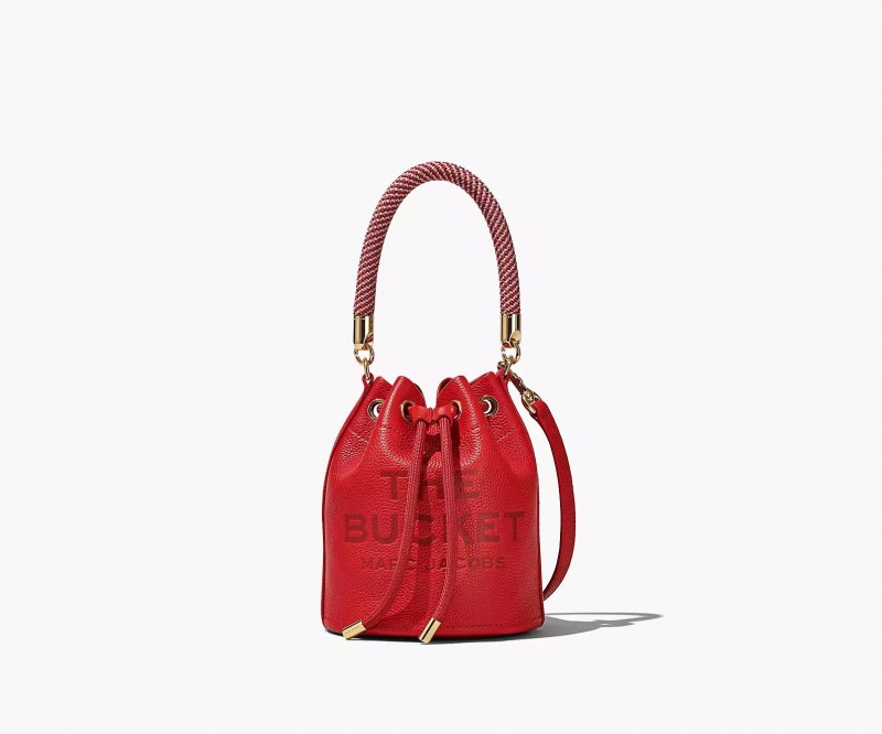 Red Marc Jacobs The Leather Mini Women\'s Bucket Bags | QOLV-84035