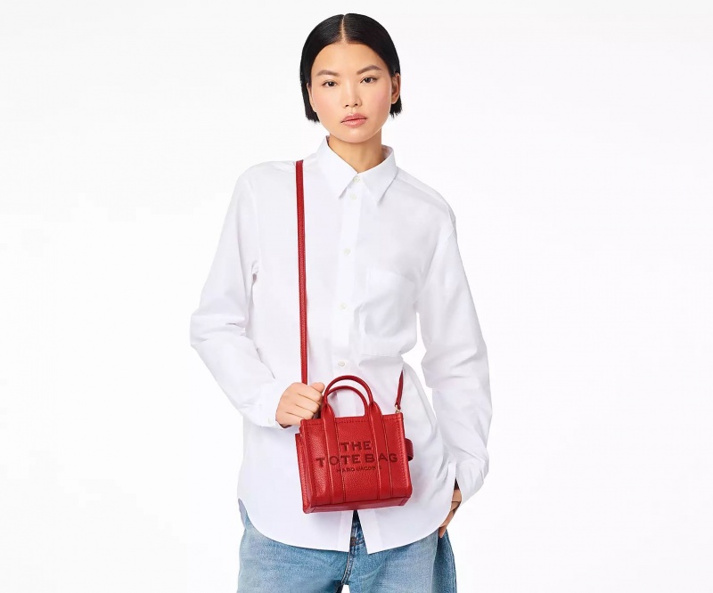 Red Marc Jacobs The Leather Mini Women's Tote Bags | KQXL-75896