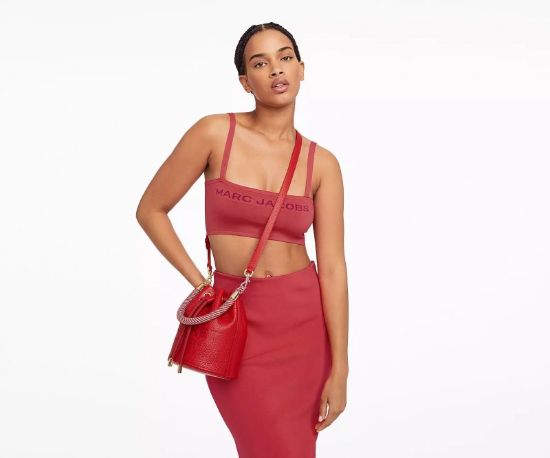 Red Marc Jacobs The Leather Women's Bucket Bags | RLHF-42518