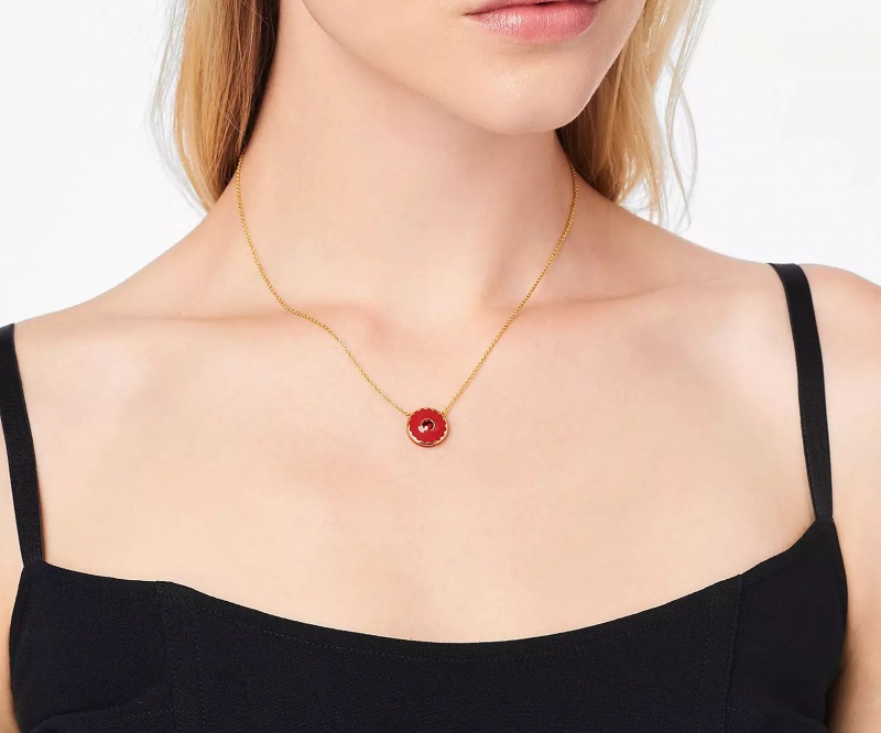 Red / Gold Marc Jacobs The Medallion Pendant Women's Necklaces | BCQF-96324