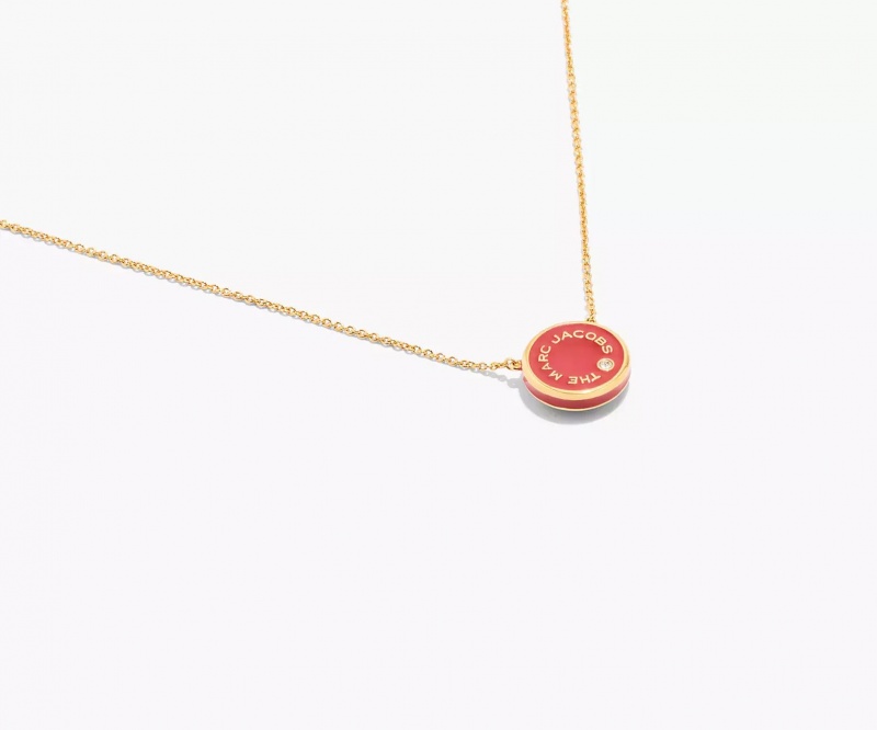 Red / Gold Marc Jacobs The Medallion Pendant Women's Necklaces | BCQF-96324