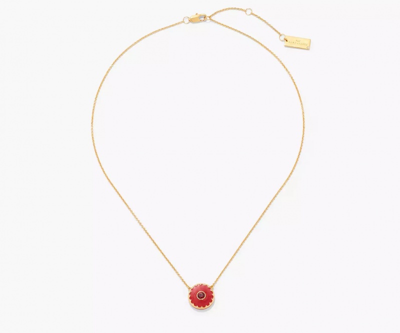 Red / Gold Marc Jacobs The Medallion Pendant Women's Necklaces | BCQF-96324