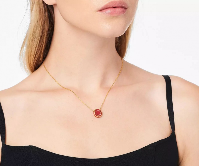 Red / Gold Marc Jacobs The Medallion Pendant Women's Necklaces | BCQF-96324