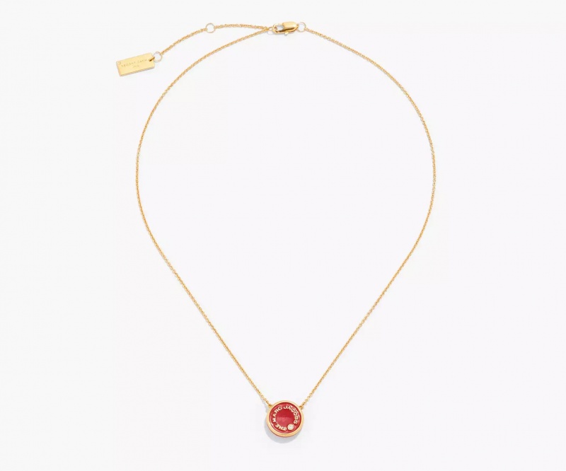 Red / Gold Marc Jacobs The Medallion Pendant Women's Necklaces | BCQF-96324