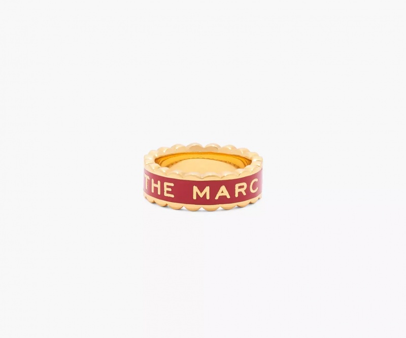 Red / Gold Marc Jacobs The Scallop Medallion Women\'s Ring | MVIU-80542