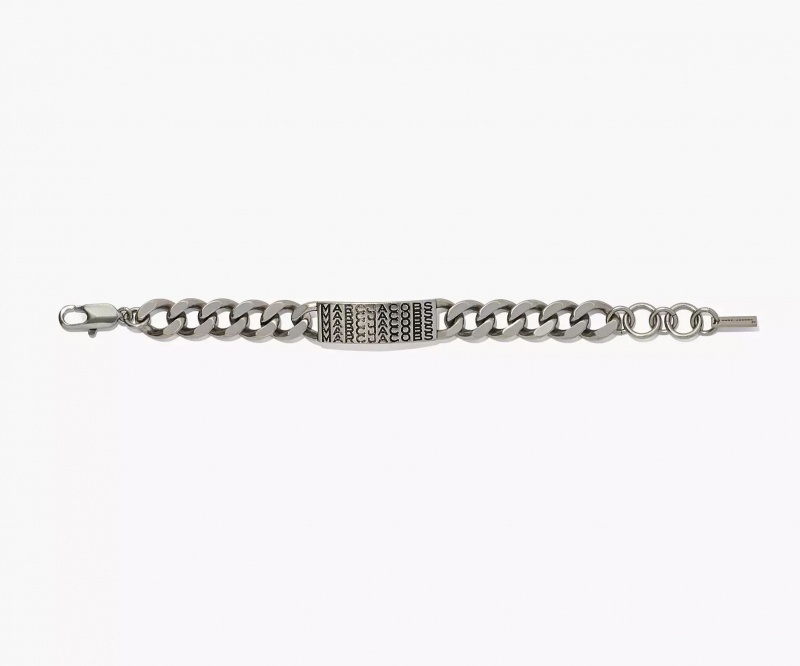 Silver Marc Jacobs The Barcode Monogram ID Chain Women's Bracelets | OSAN-78342