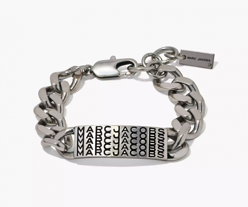 Silver Marc Jacobs The Barcode Monogram ID Chain Women\'s Bracelets | OSAN-78342