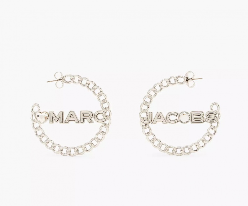 Silver Marc Jacobs The Charmed Chain Hoops Women\'s Earrings | JZMR-01274