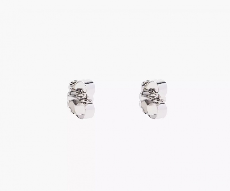 Silver Marc Jacobs The Charmed Heart Stud Women's Earrings | KFMH-10469