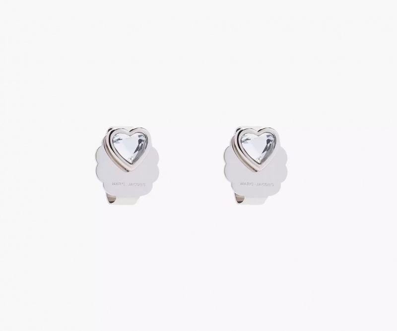 Silver Marc Jacobs The Charmed Heart Stud Women's Earrings | KFMH-10469