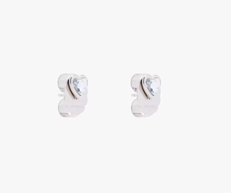 Silver Marc Jacobs The Charmed Heart Stud Women\'s Earrings | KFMH-10469